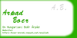 arpad boer business card